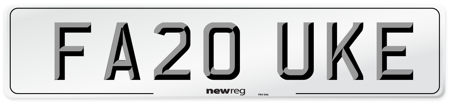 FA20 UKE Number Plate from New Reg